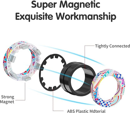 9Pcs Magnetic Rings Fidget Toys for Adults and Kids,Fidget Spinner Rings for Anxiety Relief Therapy Toys for Boy and Girl Ages 8-13,Teens Gift for Teen Party Favors Stocking Stuffers