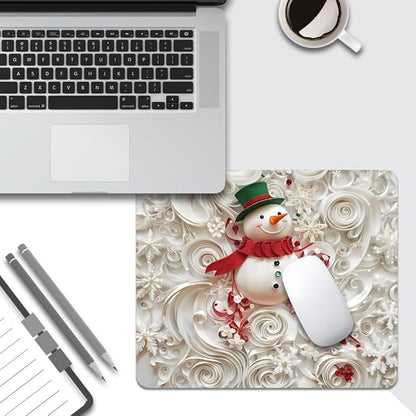 Christmas in The Snow Square Mouse pad, Texture, Waterproof, Anti Slip Rubber Base, Computer Mouse pad, Laptop Mouse pad