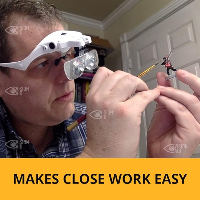 Vision Aid Magnifying Glasses with Light for Close Work, Illuminated Hands Free Headband Magnifier Goggles with Storage Case for Hobby Painting Reading Coin Watch Bead Jewelry…