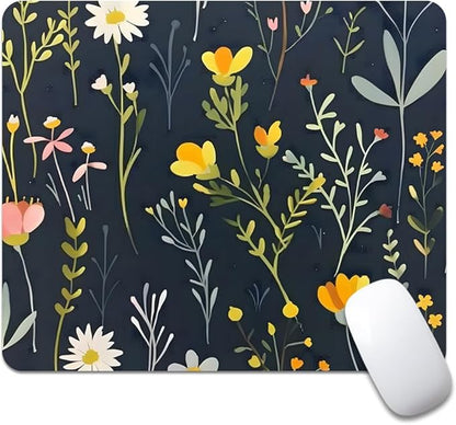 Dreamy Floral Pattern Square Mouse pad, Texture, Waterproof, Anti Slip Rubber Base, Computer Mouse pad, Laptop Mouse pad