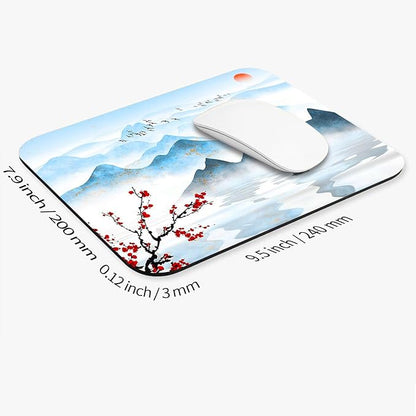 Armanza Square Mouse Pad Ink Painting Landscape, Personalized Premium-Textured Custom Mouse Mat Design, Washable Mousepad Cloth, Non-Slip Rubber Base Computer Mouse Pads for Wireless Mouse