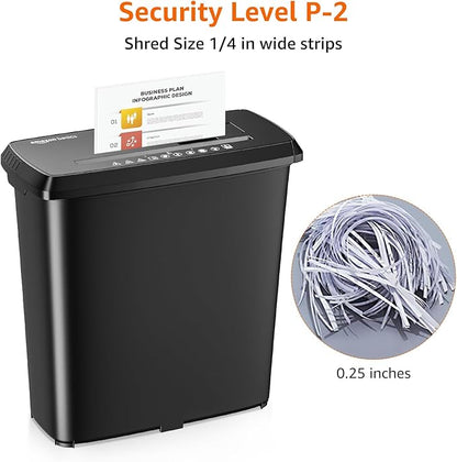 Amazon Basics Paper Shredder for Home and Office, 8-Sheet Strip Cut, CD/ Credit Card Shredder, 3.4 Gallon Wastebasket , Black
