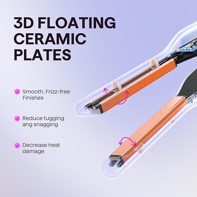 Wavytalk 3/10" Small Flat Iron, Pencil Flat Iron for Short Hair, Pixie Cut and Bangs, Curling Iron for Short Hair, Mini Hair Straightener for Edges with Anti-Pinch Design, Tiny Hair Straightener