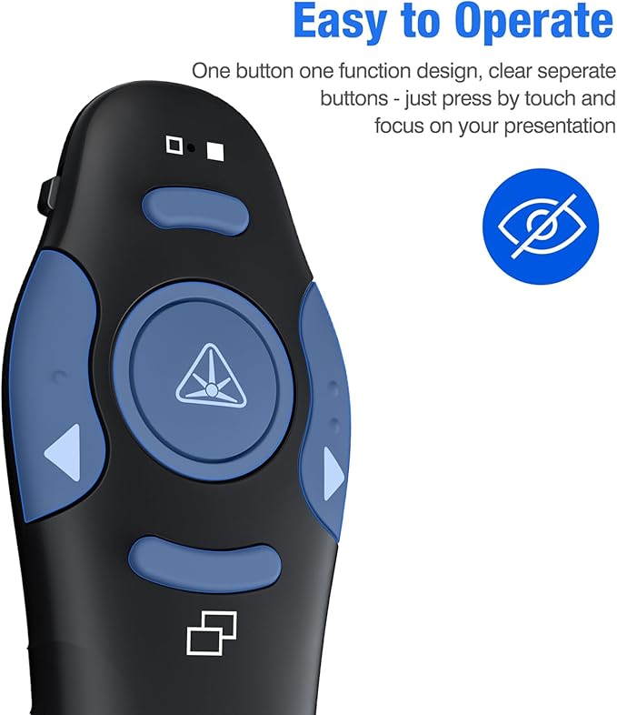 DinoFire Presentation Remote, RF 2.4GZ Rechargeable USB Slide Clicker for Powerpoint Presentation Presenter for Laptop/Computer/MAC