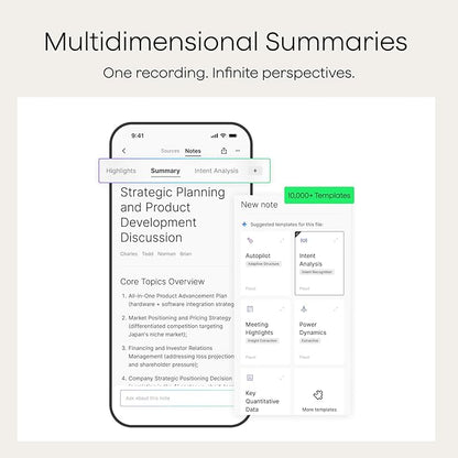 Plaud Note Pro AI Voice Recorder, Transcribe & Summarize with AI, App Control, Note Taker for Meetings & Calls, Supports 112 Languages, Ultra-Slim w/InstantView Display, Case Included, Black