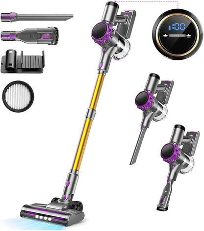 UML0 S3P Cordless Vacuum Cleaner, 45kPa Powerful Suction Vacuum Cleaners for Home, 55-Min Runtime Rechargeable Stick Vacuum, Self-Standing, for Pet Hair Carpet Hard Floor, LED Display