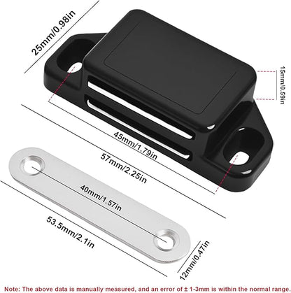 24 Pack Magnetic Push Latch,Heavy Duty Magnetic Touch Latch,for Push to Open Cabinet or Kitchen Drawer, Kitchen Door (Black - 0.98 inch, 24 Pack)