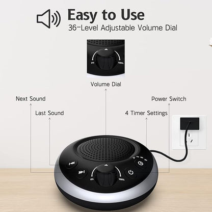 Sound Machine Loud White Noise Machine Nonstop Brown Noise Sleep Machine 30 Soothing Sounds for Baby Kids Adults Pink Noise Sounds Machine 36-Level Vol 4 Timer Memory Function for Home Travel Office