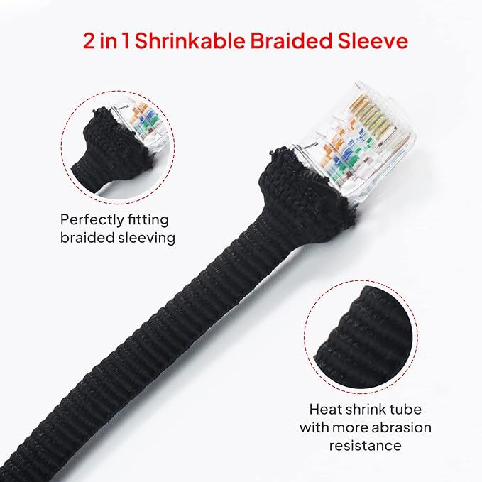Sonoreboom 2 in 1 Heat Shrink Braided Sleeving Fabric Tubing-Ideal fit Irregular Shape Hose/Cable/Wire (1/2"(12mm), 22FT)