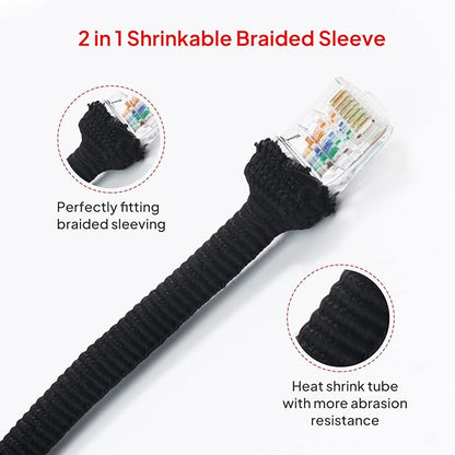 Sonoreboom 2 in 1 Heat Shrink Braided Sleeving Fabric Tubing-Ideal fit Irregular Shape Hose/Cable/Wire (3/8"(10mm), 22FT)
