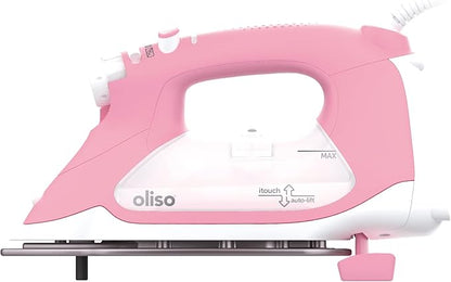 oliso TG1600 ProPlus Smart Iron with Auto-Lift – 1800 Watt Steam Iron for Clothes, Sewing, Quilting & Crafting – Diamond Ceramic-Flow Soleplate, Rosé