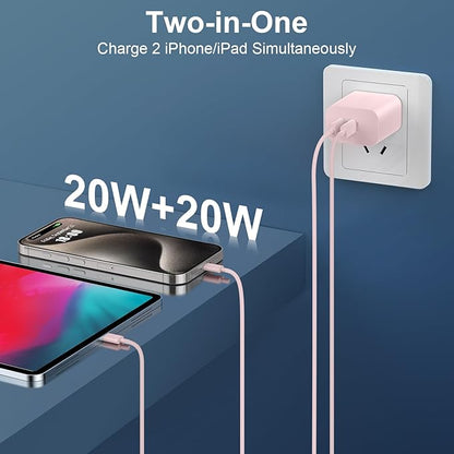 Phone 17 16/15 Pro Max Charger, 20W Type C Fast Wall Charger with 10FT USB-C to C Cable, USB C Charger Block for Phone 17 16 15/16 15 Plus/17 16 15 Pro/17 16 15 Pro Max