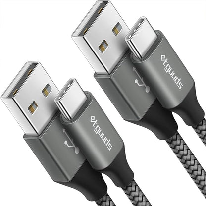 etguuds USB A to USB C Cable 4ft, 2-Pack, 3A Fast Charging Type C Charger Cord for iPhone 17 16 15 Pro Max 16e 17 Air, Samsung Galaxy S25 S24 S23 S22 S21 S20 A17 A16 A56 A55 Flip Fold, Gray