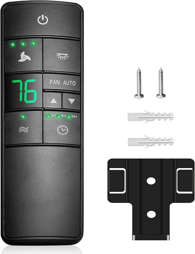 Thermostatic Ceiling Fan Remote Control Replacement for Hampton Bay 2AAZPHD3/HD3 KUJCE10320/TR222A, with Timer Light Dimmer, 3-Speed Wall Mount (Remote Only)