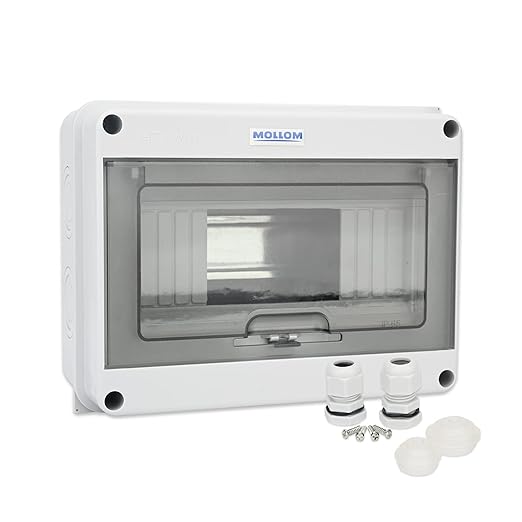 MOLLOM 8 Way Circuit Breaker MCB Distribution Protection Box with DIN Rail, IP65 Waterproof,for Indoor and Outdoor