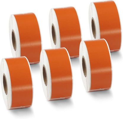 BETCKEY Colored Labels Compatible with Dymo 30277 (9/16" x 3-7/16") File Folder(2-up) Labels, Compatible for Dymo LabelWriter Thermal 450, 4XL & Zebra Desktop Printers [6 Rolls, Orange]