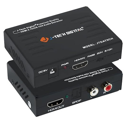 J-Tech Digital Premium Quality 1080P HDMI To HDMI + Audio (SPDIF + RCA Stereo) Audio Extractor Converter (JTDAT5CH)