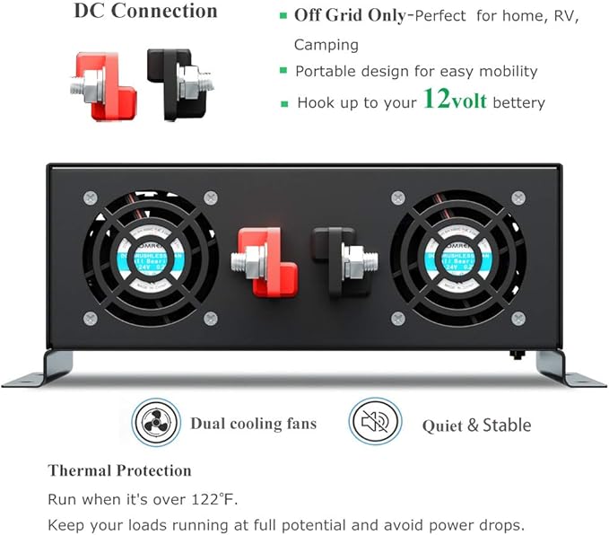 WZRELB 3000W 24V 110~120V Pure Sine Wave Solar Power Inverter with Remote Control Switch