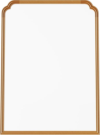 30" x 40" Wood Bathroom Mirror for Over Sink, Rustic Rounded Corner Vanity Mirror for Entryway, Living Room or Bedroom Home Decorative [Natural Color]