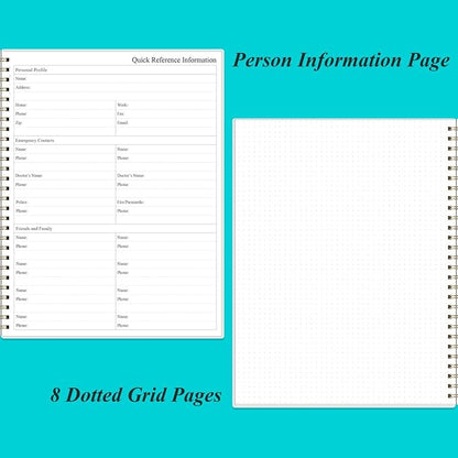 Daily Planner Undated - 8.5" x 11" To Do List Notebook Hourly Schedules, 150 Sheets/300 Pages Spiral Appointment Planner for Women and Men,PVC Hardcover, Inner Pocket, Elastic Closure, Teal Flowers