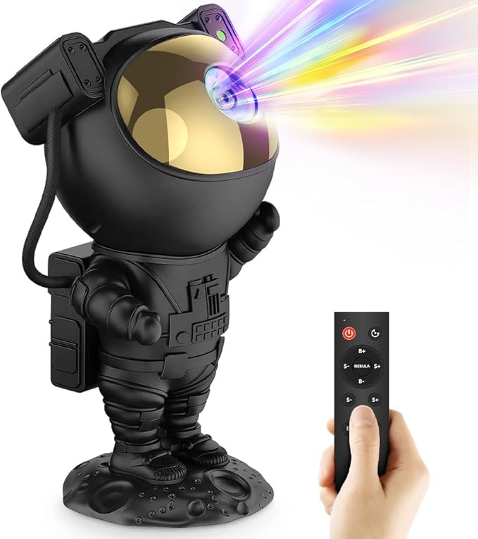 AceGamer Astronaut Galaxy Projector Night Light with Timer and Remote Star Starry Nebula LED Lamp, Gift for Kids and Adults for Bedroom, Christmas, Birthday, Valentine's Day etc. (Black-Golden)