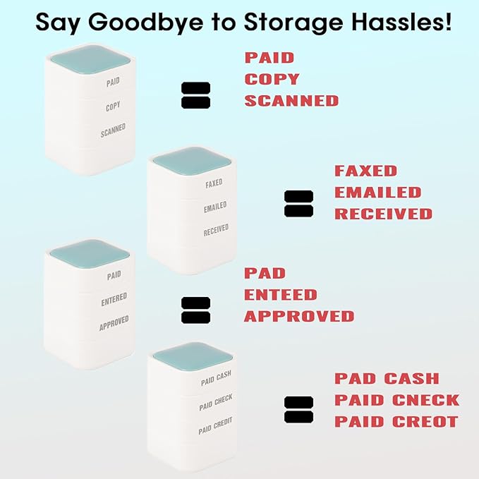 3-in-1 Paid Cash/Paid Check/Paid Credit Stamps in Full for Office, Pre Inked & Self Inking Rubber Finance Stamp Hand for Efficient Bookkeeping, Ordering, Accounting Work Business Management