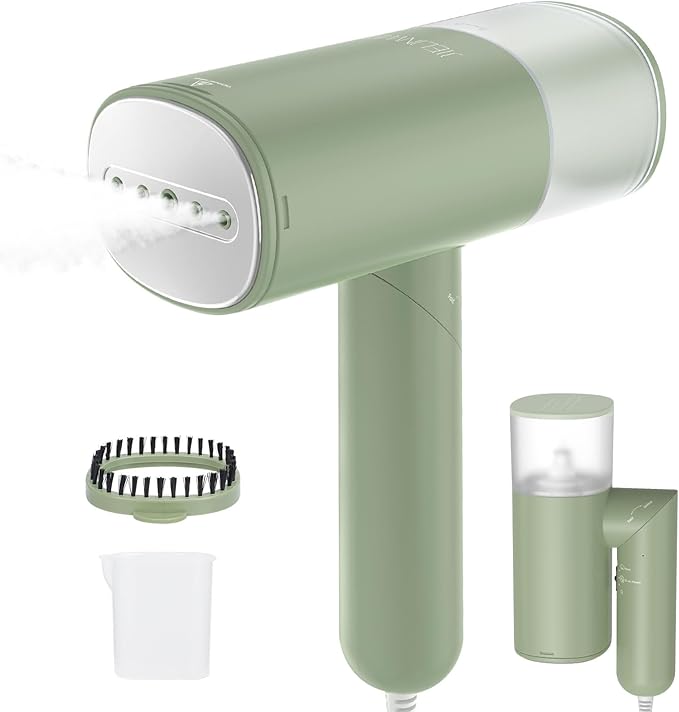 Handheld Steamer for Clothes, 1200W Foldable Travel Steamer, 20 Sec Preheat Garments Wrinkle Remover, 120V Portable Hand Iron with 150ml Water Tank, Clothes Steamer for Home Travel-Green
