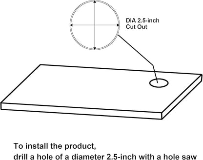 2.5 inch Hole Pop up Outlet for Countertop,20W USB C,4 USB Ports,4 Outlets 15Amp Tamper Resistant Receptacle Flush Mount,Space Saver Recessed Outlet,1875W,ETL Listed