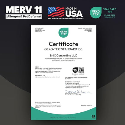BNX TruFilter 16x16x1 Air Filter MERV 11 (6-Pack) - MADE IN USA - Allergen Defense Electrostatic Pleated Air Conditioner HVAC AC Furnace Filters for Allergies, Dust, Pet, Smoke, Allergy MPR 1200 FPR 7