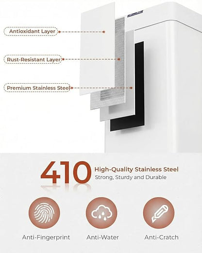 TLSUNNY 13.2 Gallon Motion Sensor Trash Can,Touchless Automatic Garbage Can,Brushed Stainless Steel Smart Bin,with Bag Holder,Soft Close Lid,for Kitchen,Office,RV,Bedroom,Living Room (White, 50L)