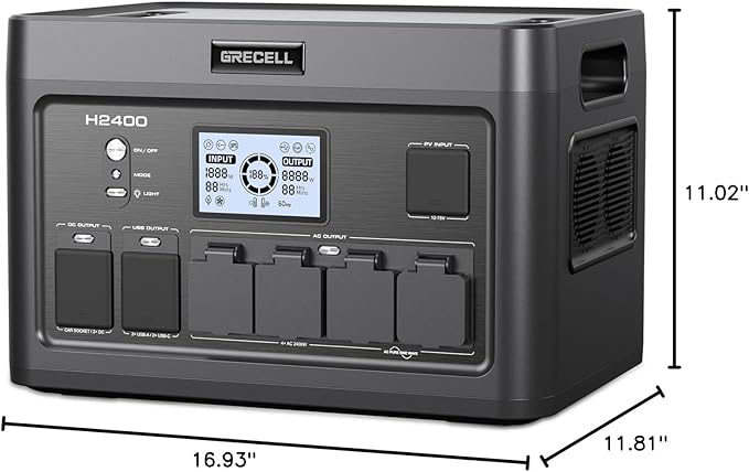 Portable Power Station 2400W, 1843Wh LiFePO4 Solar Generator UPS Home Battery Backup Power w/4 2400W AC Outlets (4800W Peak),2 PD100W, 2Hrs Fast Charging for Outdoor Camping, RV Travel,Emergency