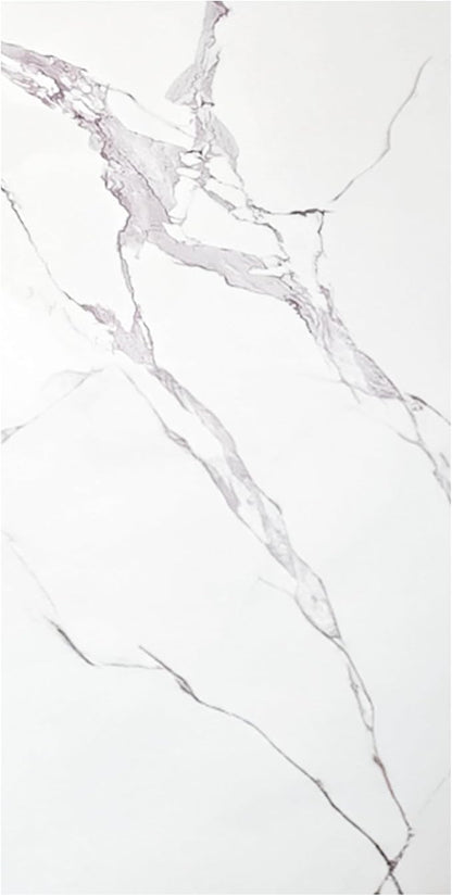 Dundee Deco Faux Marble Wall Panels - 2 ft X 4 ft - Glossy, Waterproof Indoor Wall Cladding - White, Grey Veins - Set of 4 - Covers 31 sq ft