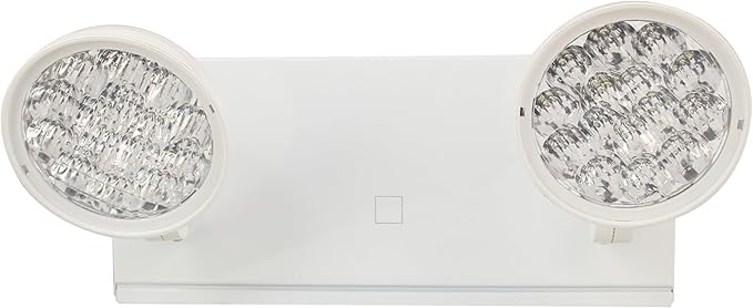 TANLUX New York City Approved Emergency Light, Emergency Lights with Battery Backup, White Steel Housing, AC 120/277V, Two Heads On Front Shell