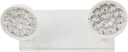 TANLUX New York City Approved Emergency Light, Emergency Lights with Battery Backup, White Steel Housing, AC 120/277V, Two Heads On Front Shell
