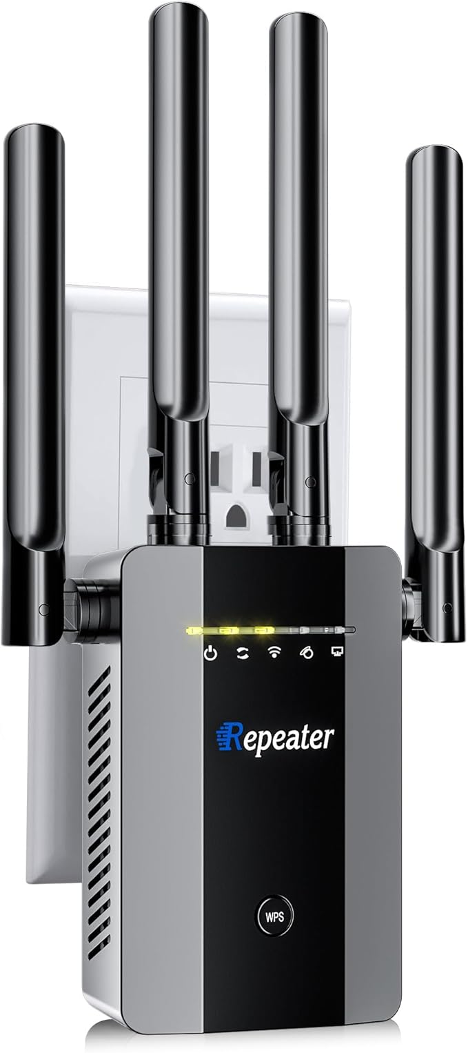 2026 New WiFi Extender Signal Booster, Long Range up to 13355Sq.ft, Wireless Internet Repeater Routers Signal Amplifier for Home, Office, Garage, 8X Faster Access Point with Ethernet Port, 1-Tap Setup