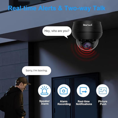 JideTech 10X Hybrid Zoom 4K 8MP Outdoor PTZ IP PoE Dome Camera Indoor, Auto Tracking, Human/Vehicle Detection,Pan Tilt Security Camera with 65ft IR Night Vision, 24/7 Recording, IP66, for Onvif NVR