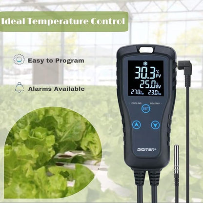 DIGITEN DTC102 Temperature Controller Outlet 2-Stage Plug in Thermostat Digital Greenhouse Thermostat Reptiles Temperature Controller Heating Cooling Mode for Homebrewing Fermentation Space Heater
