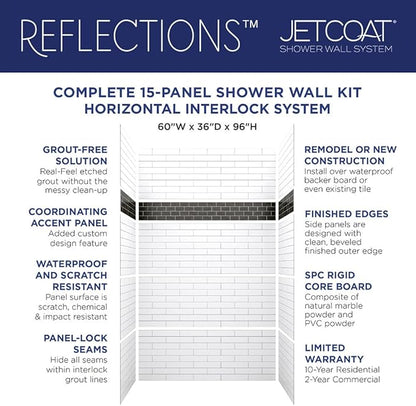 Miseno MSW-603696RFL Readyset 60" X 36" X 96" Fifteen Panel Alcove Shower Wall Kit - Stone Sierra