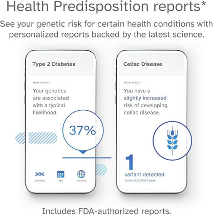 23andMe Health + Ancestry Service: DNA Test Kit, FDA-Authorized Reports, Genetic Test, Health Predispositions, Carrier Status, Wellness, Family Tree (Before You Buy See Important Test Info Below)