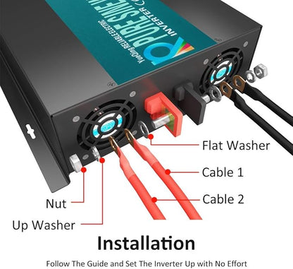 WZRELB 3000W 24V 110~120V Pure Sine Wave Solar Power Inverter with Remote Control Switch