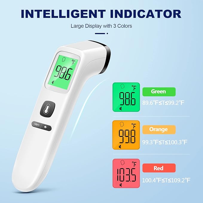 No-Touch Thermometer for Adults and Kids, Digital Accurate Baby Thermometer with Fever Alarm, 1 Second Fast Result, Easy to use, 2 in 1 Mode