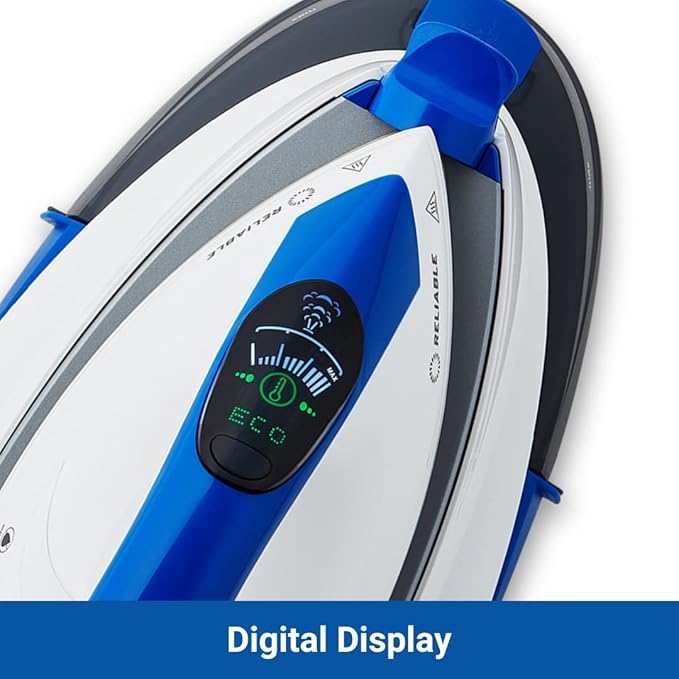 1500W Ironing Station with Ceramic Soleplate, Iron Lock for Easy Carry, 1 Ltr Removable Water Tank and Auto Shut-Off, Digital Display, Continuous Home Steam Iron