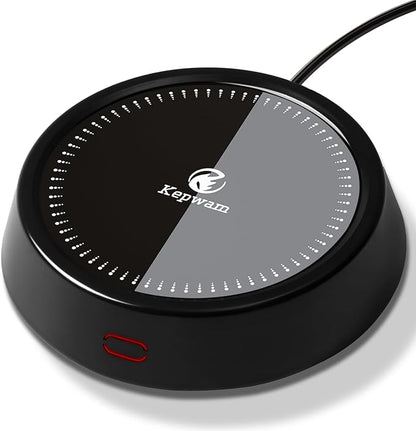 Kepwam Mug Warmer - 25W Coffee Warmer for Desk Auto Shut Off, 3-Level Temp with Indicator Lights, Smart Candle Warmer Plate, Cup Warmer Heated Coaster for Coffee, Milk, Tea, Safely Use for Office/Home