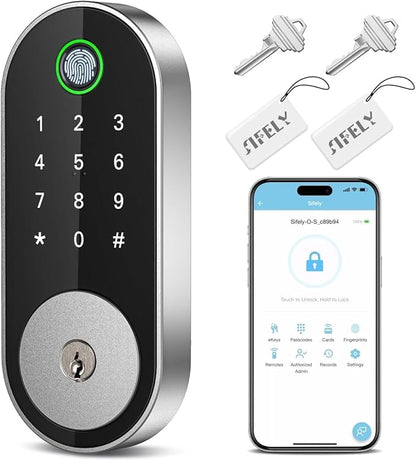 Fingerprint Smart Deadbolt with Keypad – Keyless Entry Lock for Home, Apartment, Office, Airbnb, Rental, Kids & Seniors, App & Code Access, Auto-Lock, Easy DIY Install, Compatible with Alexa & Google