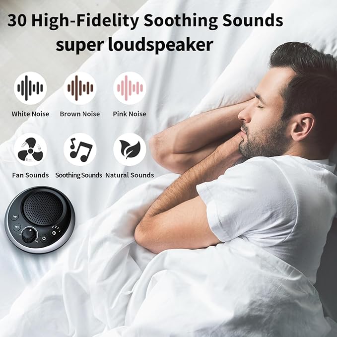 Sound Machine Loud White Noise Machine Nonstop Brown Noise Sleep Machine 30 Soothing Sounds for Baby Kids Adults Pink Noise Sounds Machine 36-Level Vol 4 Timer Memory Function for Home Travel Office