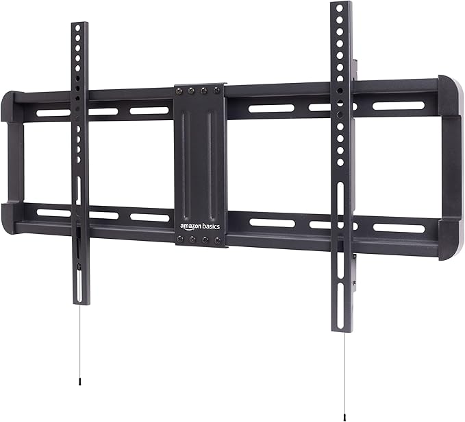 Amazon Basics Low Profile TV Wall Mount with Horizontal Post Installation Leveling for 32 to 86 inch TVs, Black
