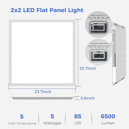 Aphyni 48 Pack 2x2 LED Flat Panel Light, Dimmable Office Kitchen Flush Mount Ceiling Light Panel,Bright 6500LM,Dimmable,Selectable Features, 3000K/4000K/5000K/5700K/6500K, 30W/35W/40W/45W/50W