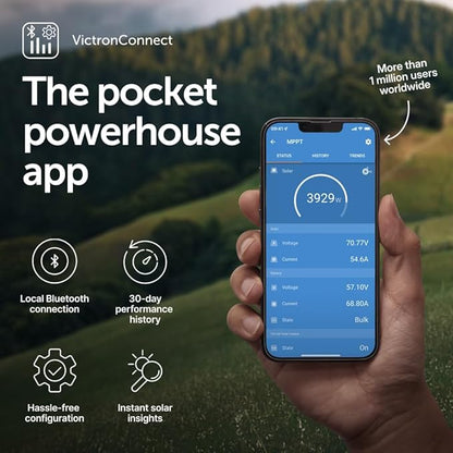 Victron Energy SmartSolar MPPT Tr Solar Charge Controller (Bluetooth) - Charge Controllers for Solar Panels - 150V, 70 amp, 12/24/36/48-Volt