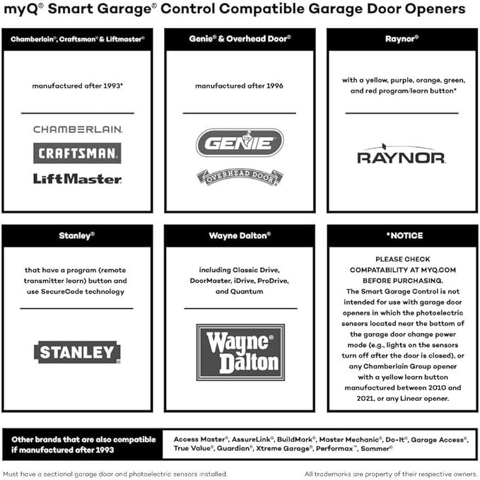 CHAMBERLAIN Smart Garage Control - Wireless Garage Hub and Sensor with Wifi & Bluetooth - Smartphone Controlled, myQ-G0401-ES, White