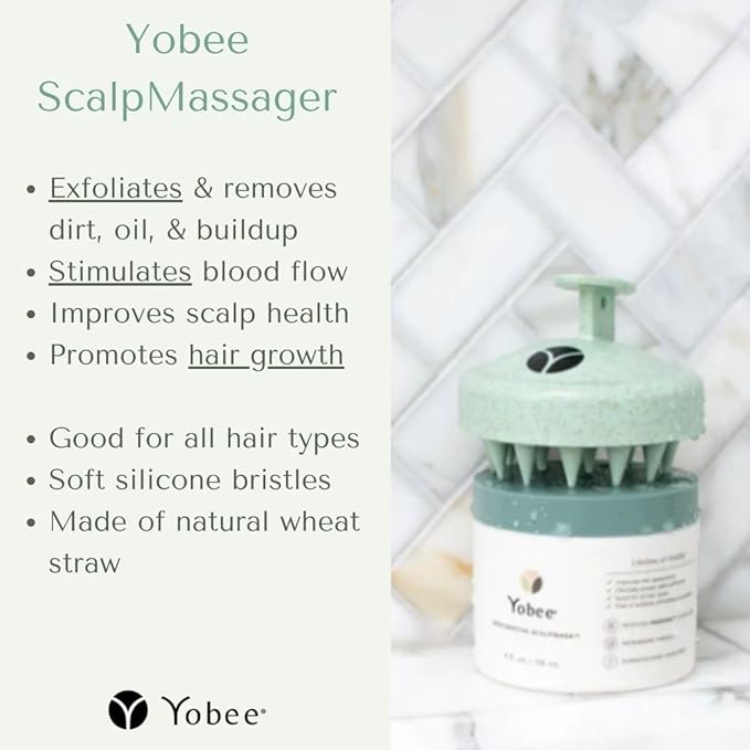 Yobee Scalp Massager - Gentle Head Massager with Soft Silicone Bristles - for Removing Dandruff & Buildup & Promoting Hair Growth - Exfoliator & Stress Relief Scalp Scrubber for All Hair Types